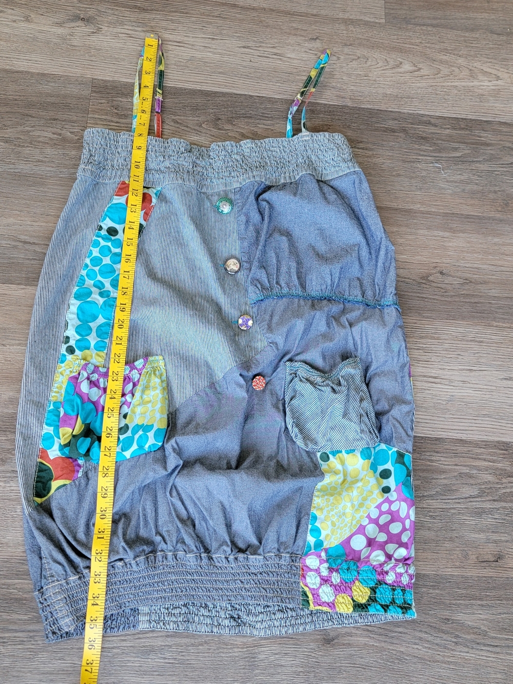 Desigual Blue Denim Patchwork Short Sundress with Multi-Color Patches - Picture 7 of 9